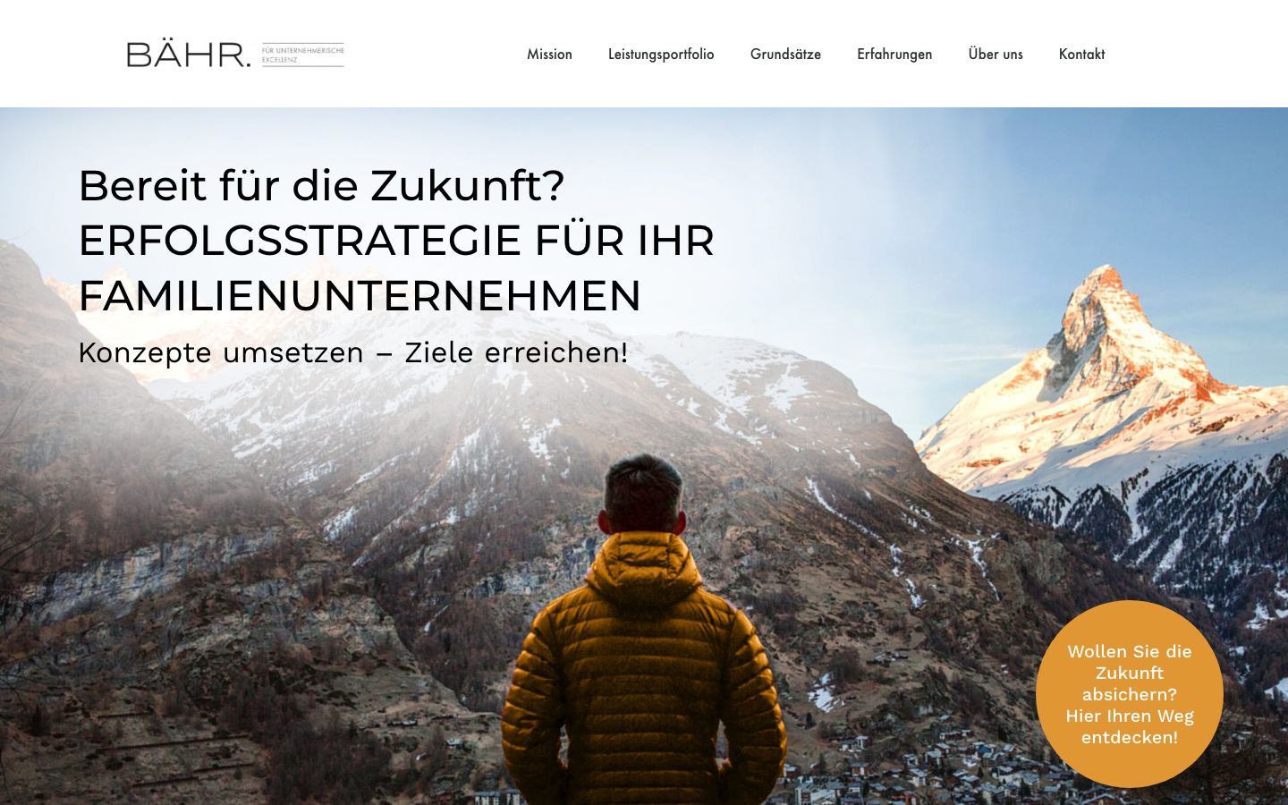 Screenshot der Startseite von baehr-excellenz.de