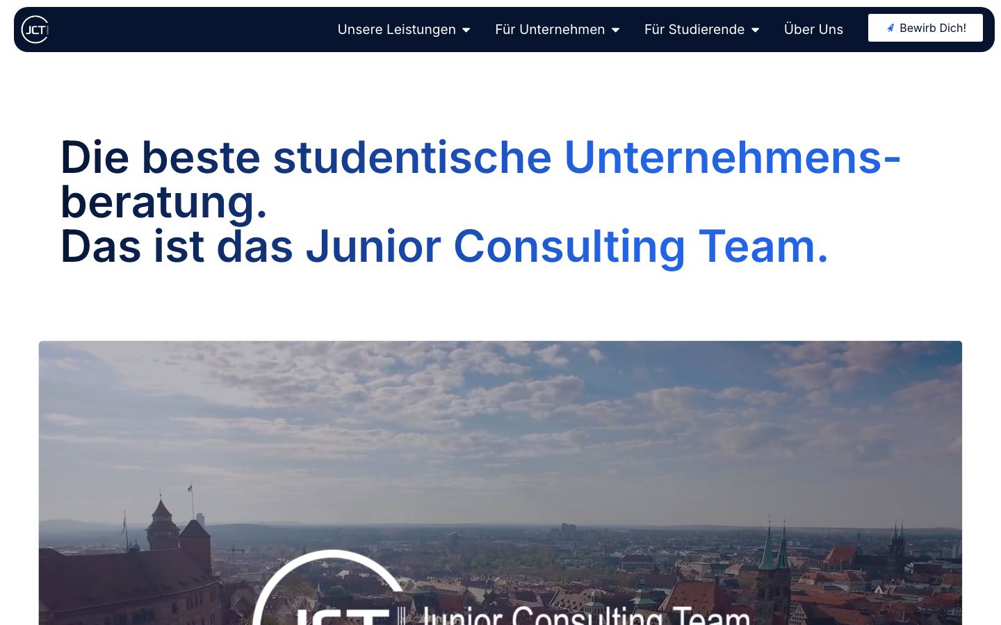 Screenshot der Startseite von jct.de